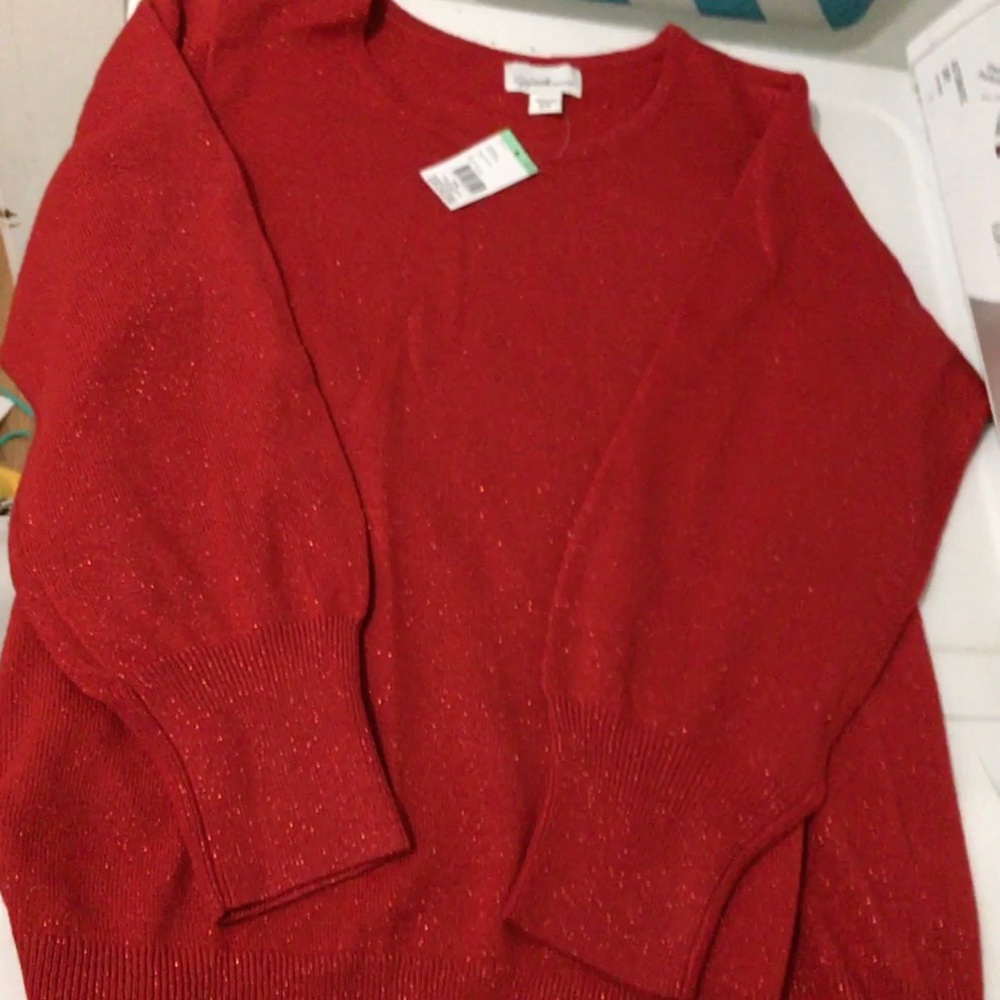 Medium red sparkle sweater. Medium. NWT